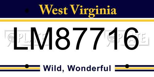 LM87716 West Virginia License Plate
