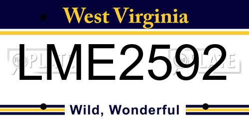 LME2592 West Virginia License Plate