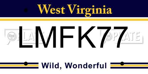 LMFK77 West Virginia License Plate