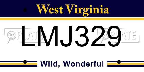 LMJ329 West Virginia License Plate