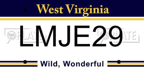 LMJE29 West Virginia License Plate