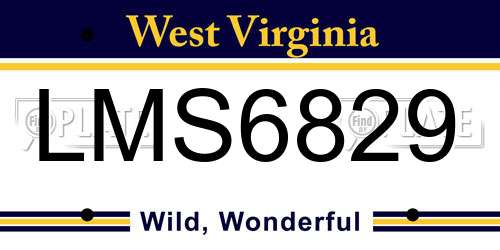 LMS6829 West Virginia License Plate
