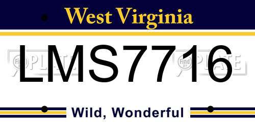 LMS7716 West Virginia License Plate