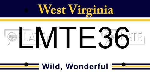 LMTE36 West Virginia License Plate