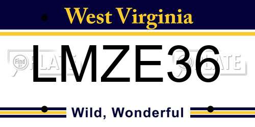 LMZE36 West Virginia License Plate