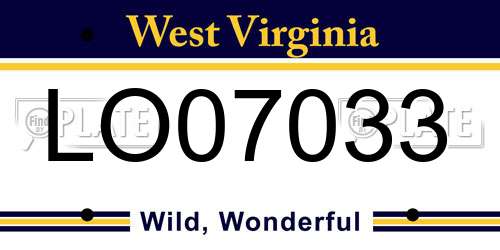 LO07033 West Virginia License Plate