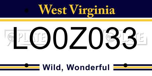 LO0Z033 West Virginia License Plate