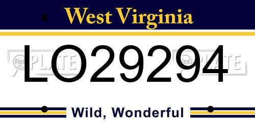 LO29294 West Virginia License Plate