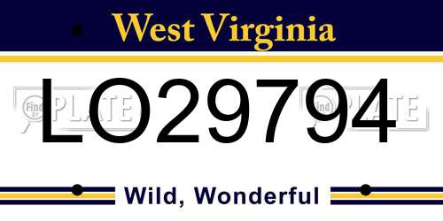 LO29794 West Virginia License Plate