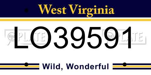 LO39591 West Virginia License Plate