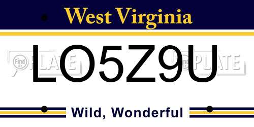 LO5Z9U West Virginia License Plate