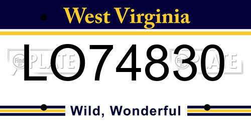LO74830 West Virginia License Plate