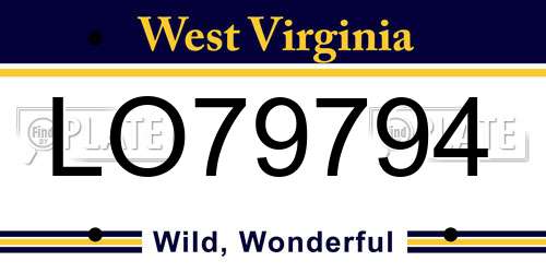 LO79794 West Virginia License Plate