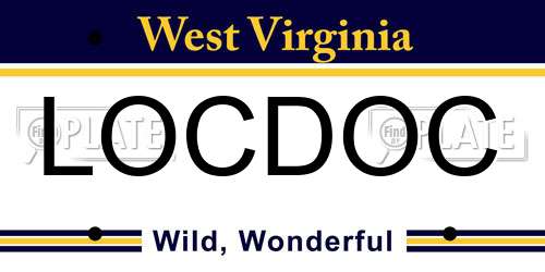 LOCDOC West Virginia License Plate
