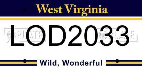 LOD2033 West Virginia License Plate