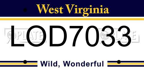LOD7033 West Virginia License Plate