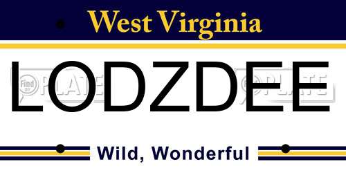 LODZDEE West Virginia License Plate