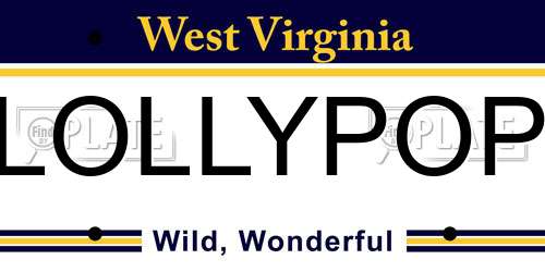 LOLLYPOP West Virginia License Plate