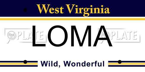 LOMA West Virginia License Plate