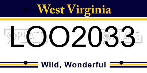 LOO2033 West Virginia License Plate