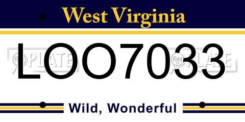 LOO7033 West Virginia License Plate