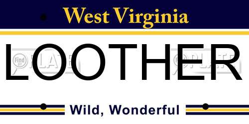 LOOTHER West Virginia License Plate