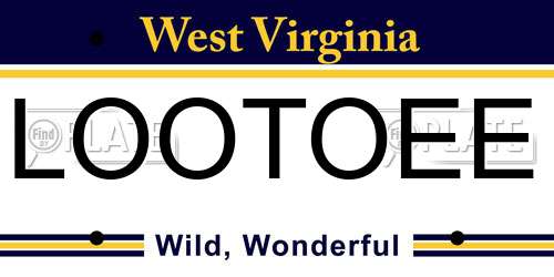 LOOTOEE West Virginia License Plate