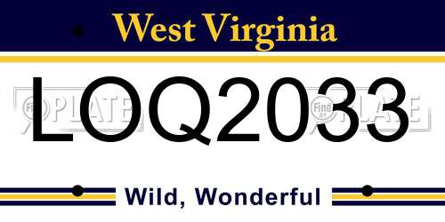 LOQ2033 West Virginia License Plate