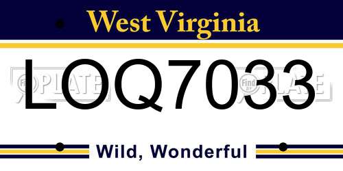 LOQ7033 West Virginia License Plate
