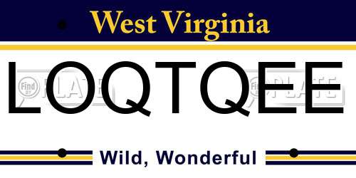 LOQTQEE West Virginia License Plate