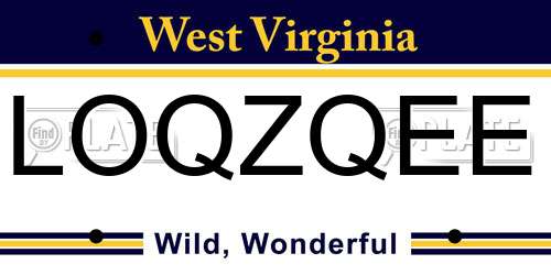 LOQZQEE West Virginia License Plate
