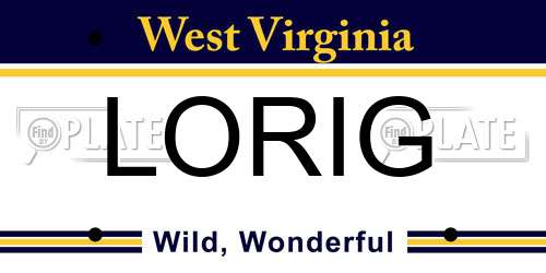 LORIG West Virginia License Plate