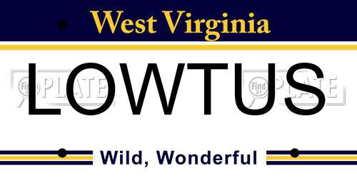 LOWTUS West Virginia License Plate
