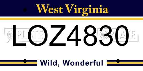 LOZ4830 West Virginia License Plate
