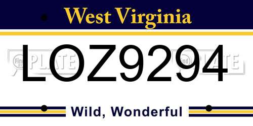 LOZ9294 West Virginia License Plate