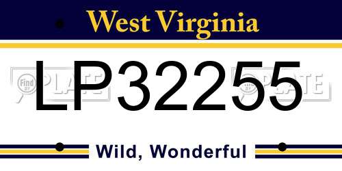 LP32255 West Virginia License Plate