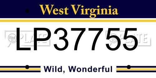 LP37755 West Virginia License Plate
