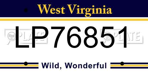 LP76851 West Virginia License Plate