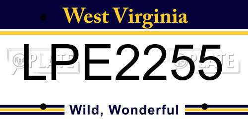 LPE2255 West Virginia License Plate