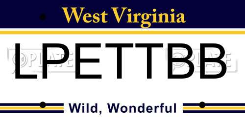 LPETTBB West Virginia License Plate