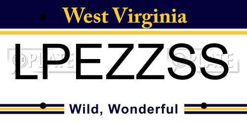 LPEZZSS West Virginia License Plate