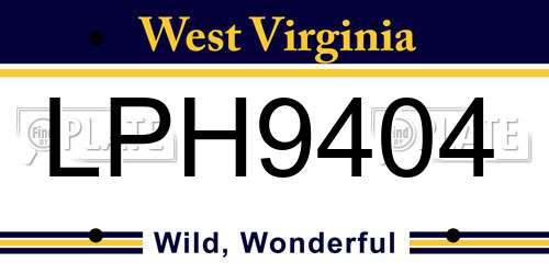 LPH9404 West Virginia License Plate