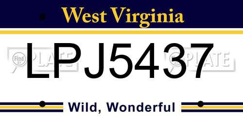 LPJ5437 West Virginia License Plate