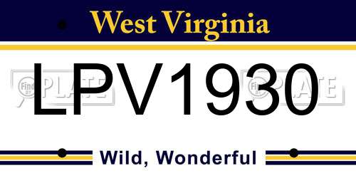 LPV1930 West Virginia License Plate