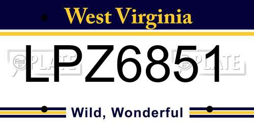 LPZ6851 West Virginia License Plate