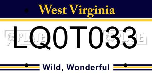 LQ0T033 West Virginia License Plate