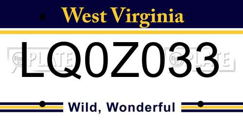 LQ0Z033 West Virginia License Plate