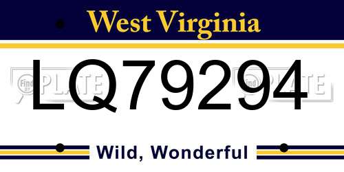 LQ79294 West Virginia License Plate
