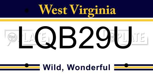 LQB29U West Virginia License Plate