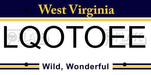 LQOTOEE West Virginia License Plate